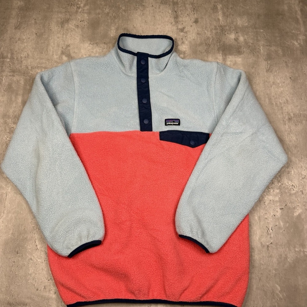 Patagonia Synchilla Snap-T Sweater Pullover Blue Pink Youth XL 14 Outdoor